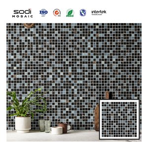 Piso de pared Interior Baño Hoteles disponibles Moderno 327*327mm Serie negra Azulejos de mosaico de vidrio cuadrado Piastrelle a Mosaico <span class=keywords><strong>Nere</strong></span> - Product Image 4