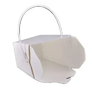 Papier d'emballage de riz frit de boîte à déjeuner portative épaissie de papier kraft de pâtes jetables adaptées aux besoins du client sortent la boîte à déjeuner