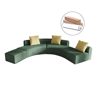 Canapé-lit modulable en forme de lune, emballé sous vide, avec tabouret en mousse et coussins doux pour usage intérieur et scolaire
