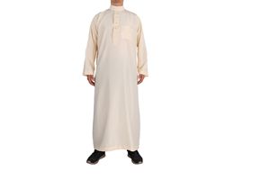 Vente en gros de robes traditionnelles musulmanes pour hommes, couleur unie, style Moyen-Orient, Dubaï, Daffah Thobe, Abaya, vêtements islamiques - Product Image 5