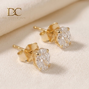 Pendientes de Oro Sólido de 14 Quilates de Lujo, Forma Ovalada, Corte Brillante, Diamante Cultivado en Laboratorio, Certificado IGI, Diseño Personalizado para Mujer, para Boda - Product Image 6