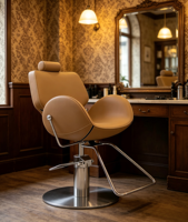 Fauteuil de Barbier Ergonomique Moderne Camel avec Appui-tête, Chaise de Salon Hydraulique à Vendre