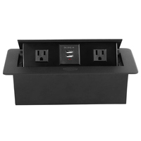 Caja de Conexión Oculta con 3 Tomas de Corriente US + 2 Puertos USB para Escritorio/Mesa de Oficina, Enchufe de Corriente Emergente