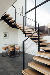 Escalier en bois de luxe à poutre simple et design moderne populaire, garde-corps en câble, escalier <span class=keywords><strong>Momo</strong></span> - Product Image 2