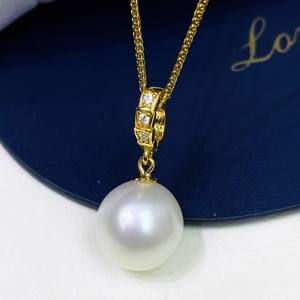 31235DIY S925 <b>Silver</b> Pendant with 10-13mm Round Beads Empty Buckle <b>Necklace</b> Pendant Accessory for <b>Pearl</b> <b>Necklaces</b> - Product Image 2