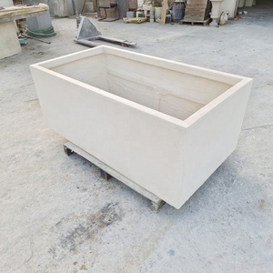 Grand pot de fleurs rectangulaire en béton pour l'extérieur, pots en fibro-ciment pour l'aménagement paysager - Product Image 4