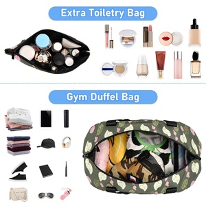 Custom Print Large Capacity Waterproof Polyester Folding Storage Luggage Portable Travel Bag With Makeup Pouch for Fitness Yoga - Product Image 4