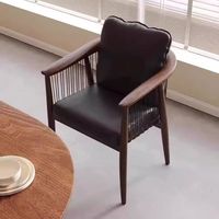 Chaise de salle à manger en bois massif de style chinois, chaise de salle à manger de luxe pour salon de thé, accoudoirs haut de gamme, finition noyer pour usage domestique