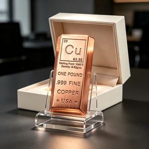 1 Pound 999 Fine Copper Bullion Bar Periodic <b>Table</b> Cu Engraved USA Star Mark Collectible Metal Ingot With Premium Gift Box - Product Image 1