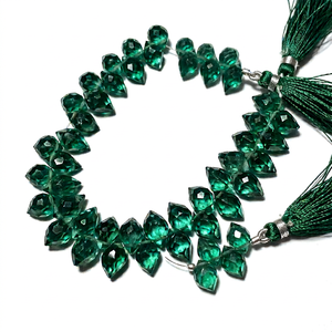 Rozrincrystals.com Supplier of <b>Emerald</b> Quartz Gemstone Faceted Puffed Marquise Brioletes Beads From Gujarat - Product Image 1