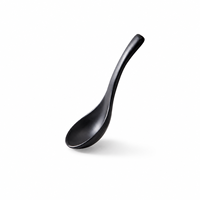 Cuillère en mélamine noire durable, 14,5 cm, incassable, qualité alimentaire, pour restaurants et hôtels (vente en gros)