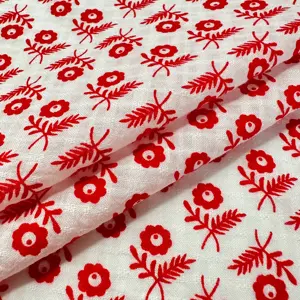 Kunden spezifisches Design 100% Baumwolle leichter, weich bedruckter, roter Jacquard-Stoff mit Dobby-Karo für Kleidung