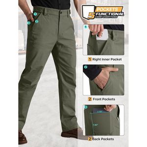 FOXA Mens <b>Work</b> <b>Pants</b> Olive 34W Waterproof <b>Cargo</b> Utility <b>Pants</b> Stretchy Relaxed Fit Multiple Pockets - Product Image 6