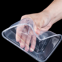 Conteneur Alimentaire Rectangulaire en PP Plastique Transparent Jetable, Grande Vente, 500ml 650ml 750ml 1000ml pour Plats à Emporter
