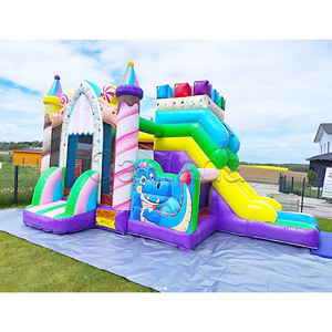 Castillo Inflable de Grado Comercial con Certificación CE, Ecológico, Diseño de Princesa de Caramelos, Arcoíris, Brincolín, Casa de Brinco, Tobogán - Product Image 1
