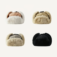 Chapeau Ushanka de Fourrure de Luxe en Gros, Unisexe, en Peluche, Épais, Imperméable, Coupe-Vent, Chaud et Thermique avec Cache-Oreilles pour les Voyages en Extérieur ou à la Plage