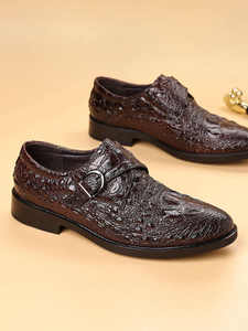 Zapatos de Cuero Vacuno de Grano Completo para Hombre, Novedad de 2026, Textura Tallada, Elegantes y de Alta Gama para Negocios y Bodas - Product Image 2