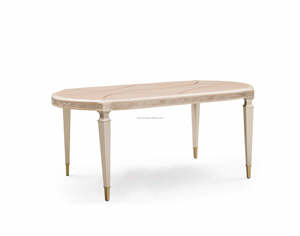 Sang trọng phong cách Mỹ thiết kế đồ nội thất phòng ăn thiết lập sang trọng sang trọng rắn gỗ khắc màu be trắng bàn ăn và ghế - Product Image 4