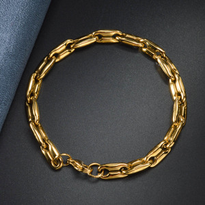 Pulsera de Cadena y Eslabones de Acero Inoxidable con Baño de Oro de 18k, Diseño de Rombo, a la Moda, Venta al por Mayor para Mujer - Product Image 5