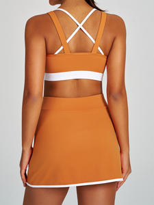 Conjuntos de ropa deportiva para yoga al por mayor, Sujetador deportivo para exteriores, falda de tenis y golf, deportes, gimnasio, contraste de colores, conjuntos de traje de 2 uds para mujer - Product Image 2