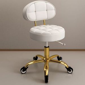 Luxury Round Metal Hairdressing Chair with Sliding Stool & Backrest Massage <b>Table</b> for Home Bedroom Hotel Outdoor Use Living Room - Product Image 5