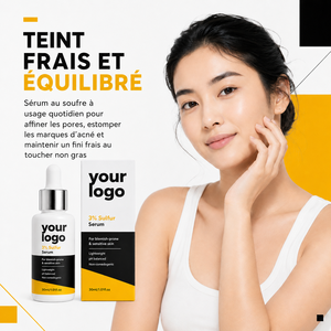 Suero para el Cuidado de la Piel de Fábrica ODM, Fórmula Personalizable, Control de Grasa, Cuidado Suave para Piel Sensible, Extracto de Azufre, Suero con 3% de Azufre - Product Image 5
