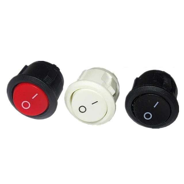 10Pcs Red Black White 20MM Round Rocker Toggle Switch 6A/250VAC 10A 125VAC Plastic Push Button Switch KCD1-105