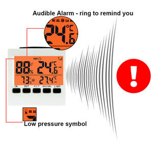Kabelloses digitales Innen- und Außenthermometer-Hygrometer mit Hintergrundbeleuchtung, akustischem Alarm, Temperatur- und Feuchtigkeitsmesser für den Haushalt - Product Image 5