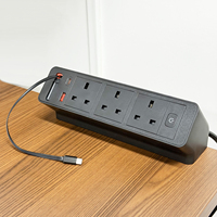 Console de charge personnalisée pour le bureau, câble rétractable, interrupteur indépendant, alimentation USB-C PD pour la maison et le bureau