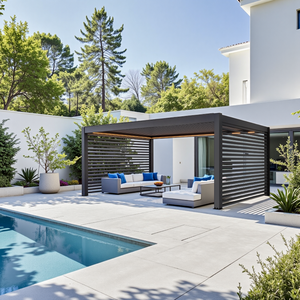 <span class=keywords><strong>Pergola</strong></span> aluminium bermotor sepenuhnya otomatis, luver atap naungan luar ruangan untuk tanaman taman - Product Image 4