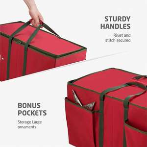 Boîte de rangement pour décorations de Noël, 128 accessoires, boîte de rangement pour ornements de Noël avec double fermeture éclair - Product Image 4