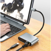 Convertisseur Ethernet Gigabit Type-C, Carte Réseau RJ45, Station d'Extension 4-en-1, Charge Rapide PD 60W, Hub Double Port USB