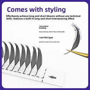 Extensions de cils préfabriquées <span class=keywords><strong>Manga</strong></span> Anime, effet éventail, style aile d'elfe, en grappe, racine plate, pour un épanouissement facile, sans besoin de colle - Product Image 3