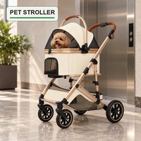 Poussette compacte pliable pour animaux de compagnie avec cabine amovible, auvent en maille respirante et roues en EVA pour chiens et chats