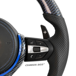 Venta Directa de Fábrica, Volante Deportivo Personalizable de Fibra de Carbono Azul y Dorado para BMW F06 F20 F22 F30 F36 F15 F25 F16 M3 M4 M5 - Product Image 3
