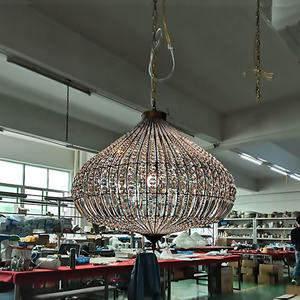 French Antique Teardrop Crystal Metal Pendant <b>Light</b> Small Size Retro Lighting for Hotel Banquet Halls Living Rooms Adjustable - Product Image 2