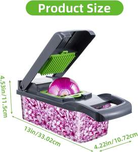 Nouveauté : Hachoir à légumes multifonctionnel 16 en 1, coupe-oignon, éplucheur de pommes de terre, trancheuse de fruits, coupe-légumes - Product Image 3