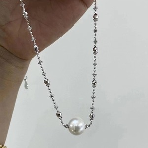 Exquisite Women's S925 Necklace with 9-12mm Freshwater <b>Edison</b> Pearl Pendant <b>Light</b> Luxury Square Sugar Design Strong White <b>Light</b> - Product Image 3