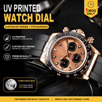 Maßgefertigte Modische Chronograph Automatik-Mechanische Uhr 50M Wasserdicht Edelstahlgehäuse Kuhlederarmband 20mm Lachsfarbenes Zifferblatt
