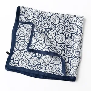 女性シルクスカーフサプライヤーカスタムプリント100% シルクサテンカラフルフラワービッグスクエアスカーフ女性用 - Product Image 1