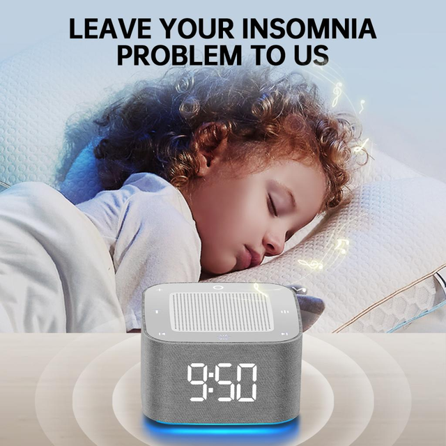 Wireless APP Smart White Noise Speaker, Soft Ambient Light Custom Sound Library Bluetooth Audio Speaker for Relax Stress Relief