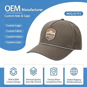 Casquette de baseball unisexe en nylon imperméable perforée à profil moyen 5 panneaux pour le sport et le golf - Product Image 1