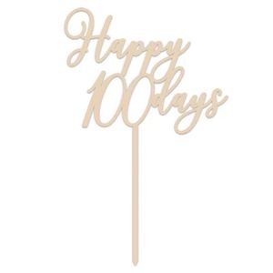 ท็อปเปอร์เค้กไม้ลาย "ฮันนี่แอนด์สวีทเนส 100 วัน" อะคริลิค ตกแต่งเค้กสำหรับฉลองวันเกิดเด็ก  "แฮปปี้ 100 วัน" - Product Image 5