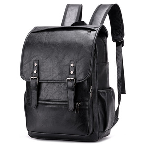 Custom Vintage 16-inch Laptop <b>Backpack</b> <b>Men</b> Soft Pu <b>Leather</b> Large Capacity Retro Business Style Waterproof Closure - Product Image 5