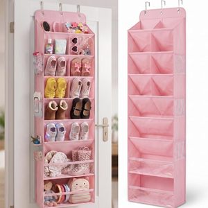 8 Tier Hanging <b>Shoe</b> Organizer Pink Over The Door Closet Storage Rack For <b>Shoes</b> With Deep Pockets Multifunctional Design - Product Image 1
