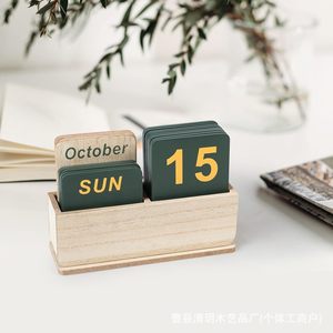 Qingyue Wooden Block Desk <b>Calendar</b> 2025 Reusable Solid Wood Table <b>Calendar</b> For Office And Study - Product Image 4