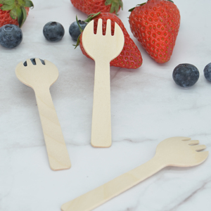 Juego de Cubiertos de Madera Biodegradables Ecológicos, Cuchara, Cuchillo y Tenedor, Resistentes al Calor, Desechables, para Fiestas y Campamentos - Product Image 1