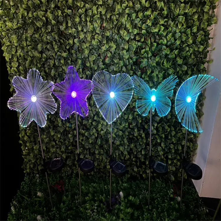 Светодиодные оптические волоконные наружные солнечные RGB декоративные светодиодные фонари волоконно-оптические солнечные бабочки Цветочные садовые светильники