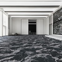 Dalles de moquette modulaires en nylon ignifuges écologiques 100x100, aspect pierre marbre jacquard, à poils longs, pour bureaux commerciaux
