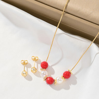 Kinnear 2025 nouvelle arrivée femmes blanc perle ensemble de bijoux de mariée tendance africain hawaïen rouge perles boucles d'oreilles collier ensemble